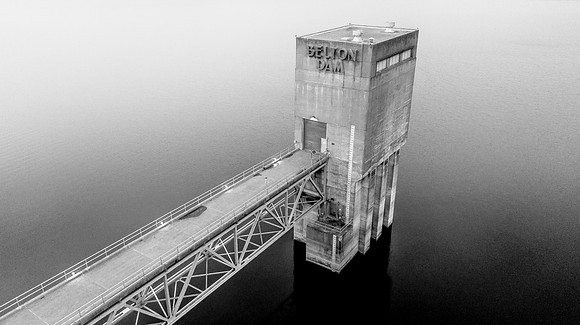 Belton Dam in Black and White